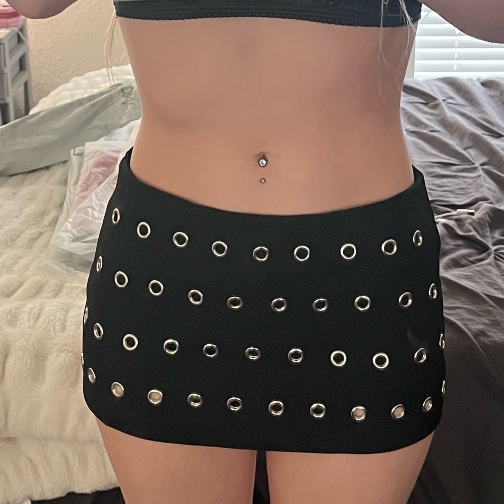Eyelet Micro Mini Skirt